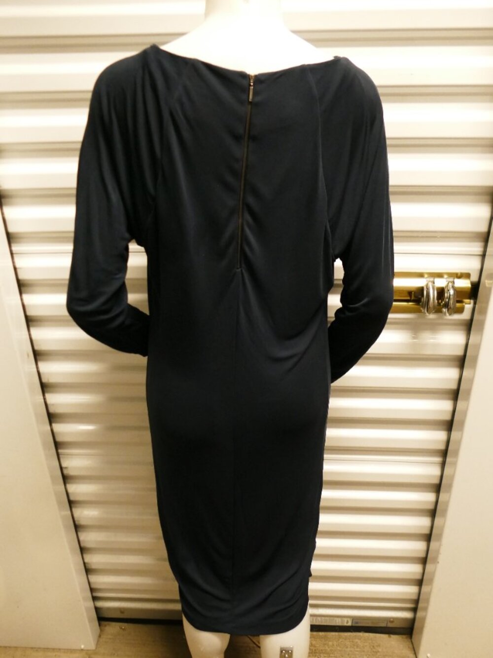 Armani Exchange Gray Blue Long Sleeve Zipper Back Midi Dress Size M - Picture 9 of 10